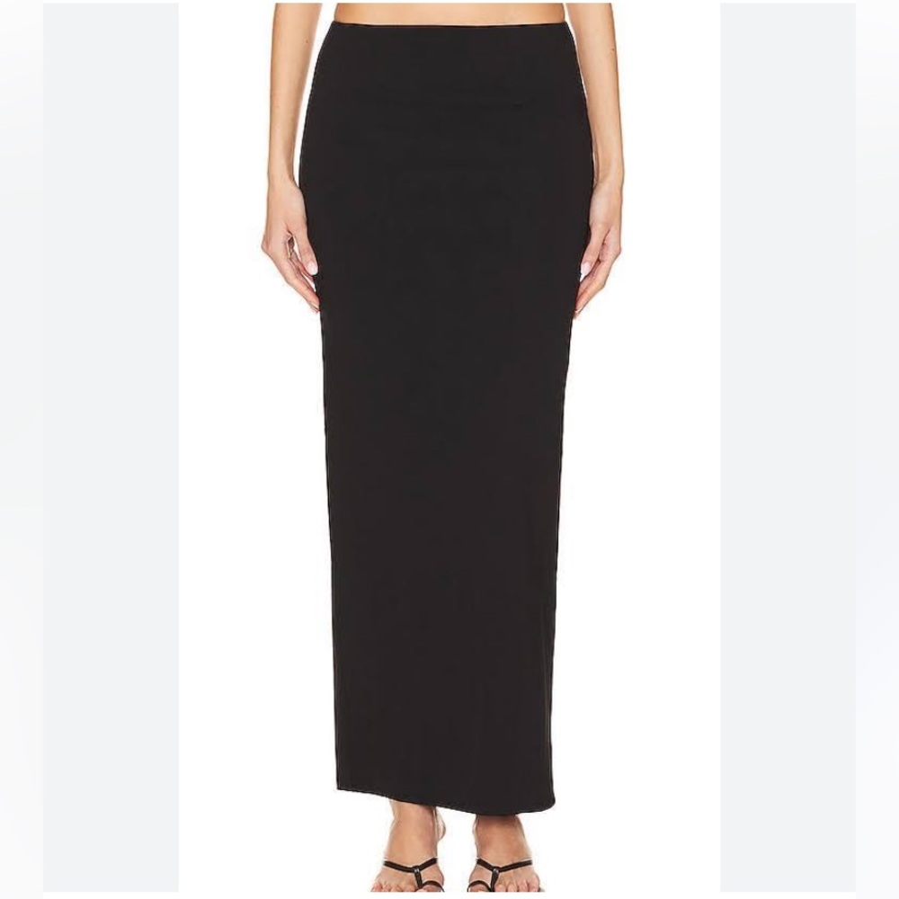 & other stories stretch black midi/maxi skirt